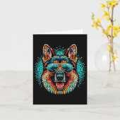 Cool Duitse herdershond Mozaïek Kunst Stijl Kerstm Kaart (Gele Bloem)