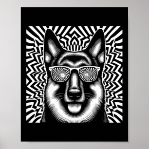 Cool Duitse herdershond op Art Style Kerstmis 1 Poster