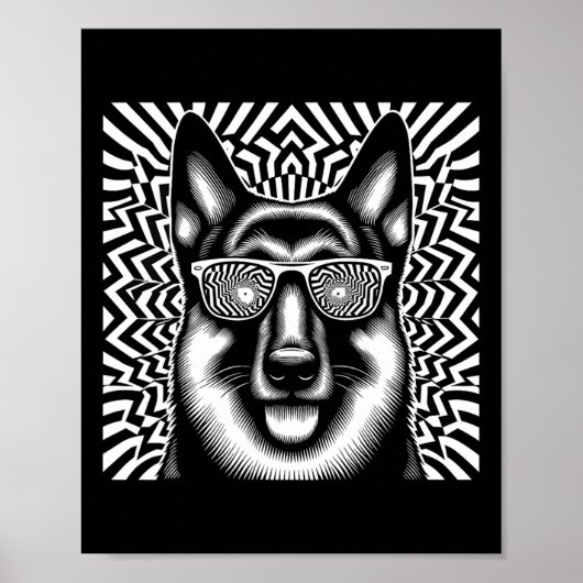 Cool Duitse herdershond op Art Style Kerstmis 1 Poster (Voorkant)