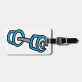 Cool Dumbbell Fitness Blauw en Grijs Gym Graphic Bagagelabel (Voorkant horizontaal)