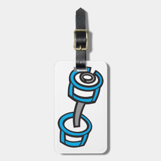 Cool Dumbbell Fitness Blauw en Grijs Gym Graphic Bagagelabel (Voorkant verticaal)