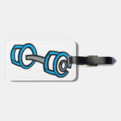 Cool Dumbbell Fitness Blauw en Grijs Gym Graphic Bagagelabel (Achterkant horizontaal)