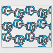 Cool Dumbbell Fitness Blauw en Grijs Gym Graphic Cadeaupapier (Vlak)