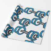 Cool Dumbbell Fitness Blauw en Grijs Gym Graphic Cadeaupapier (Uitgerold)