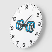 Cool Dumbbell Fitness Blauw en Grijs Gym Graphic Grote Klok (Hoek)