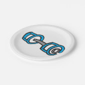 Cool Dumbbell Fitness Blauw en Grijs Gym Graphic Papieren Bordje (Gekanteld)