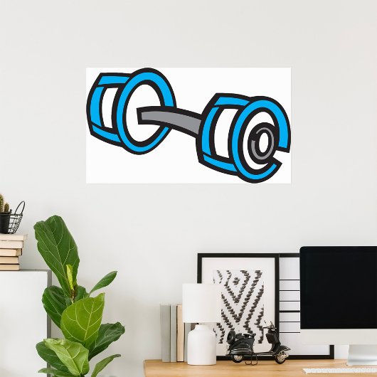 Cool Dumbbell Fitness Blauw en Grijs Gym Graphic Poster