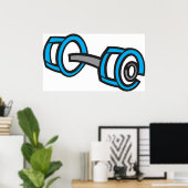 Cool Dumbbell Fitness Blauw en Grijs Gym Graphic Poster (Thuiskantoor)