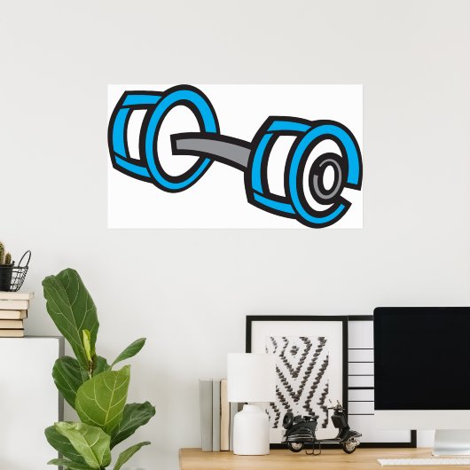 Cool Dumbbell Fitness Blauw en Grijs Gym Graphic Poster (Thuiskantoor)