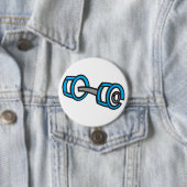 Cool Dumbbell Fitness Blauw en Grijs Gym Graphic Ronde Button 7,6 Cm (In situ)