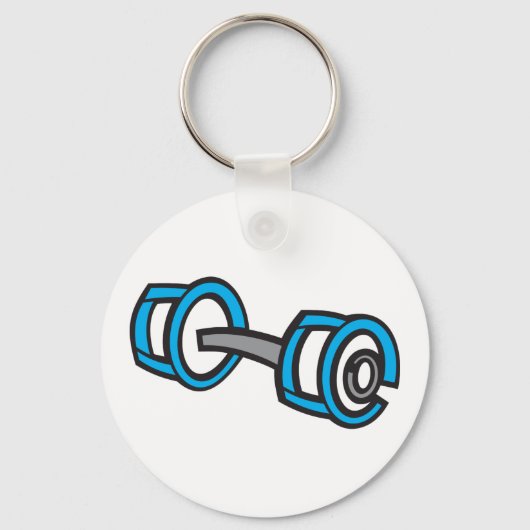 Cool Dumbbell Fitness Blauw en Grijs Gym Graphic Sleutelhanger (Achterkant)