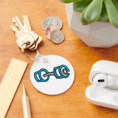 Cool Dumbbell Fitness Blauw en Grijs Gym Graphic Sleutelhanger