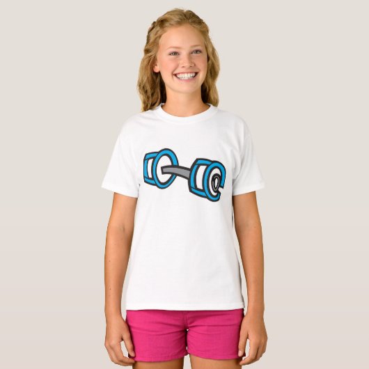 Cool Dumbbell Fitness Blauw en Grijs Gym Graphic T-shirt (Voorkant volledig)