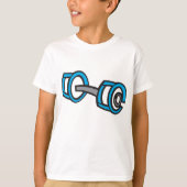 Cool Dumbbell Fitness Blauw en Grijs Gym Graphic T-shirt (Voorkant)