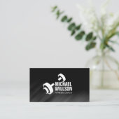 Cool Dumbbell Logo Personal Trainer Visitekaartje (Staand voorkant)