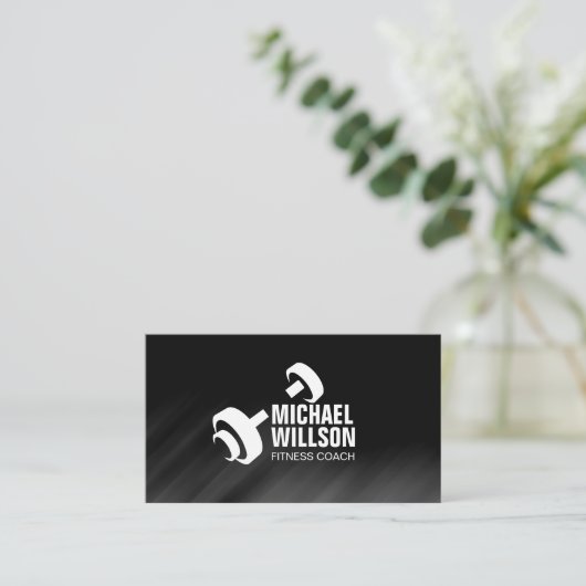 Cool Dumbbell Logo Personal Trainer Visitekaartje (Staand voorkant)