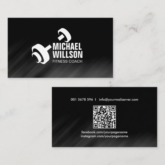 Cool Dumbbell Logo Personal Trainer Visitekaartje (Voorkant / Achterkant)