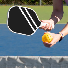 Cool Dynamic White Racing Stripes Zwarte achtergro Pickleball Paddle