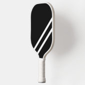 Cool Dynamic White Racing Stripes Zwarte achtergro Pickleball Paddle (Links)