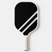 Cool Dynamic White Racing Stripes Zwarte achtergro Pickleball Paddle (Achterkant)