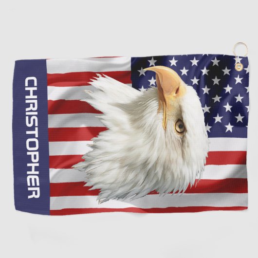 Cool Eagle, de Amerikaanse vlag Patriottisch Golfhanddoek (Horizontaal)
