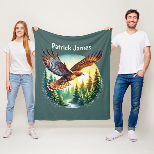 Cool Eagle lovers add name Fleece Deken (In situ)