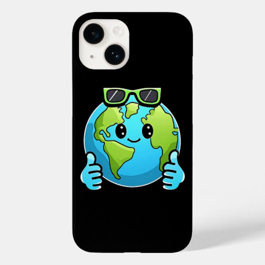Cool Earth Cartoon iPhone 14 Hoesje 2025 (Achterkant)