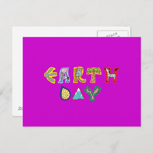 Cool Earth Day Custom Invitation Paars Violet Uitnodiging Briefkaart (Voorkant / Achterkant)