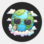 Cool Earth Day Planet Sticker Eco Kinder Ronde Lab (Voorkant)