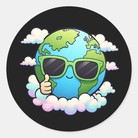 Cool Earth Day Planet Sticker Eco Kinder Ronde Lab (Voorkant)