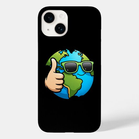 Cool Earth Emoji iPhone 14 Hoesje Eco Vibes Gift (Achterkant)