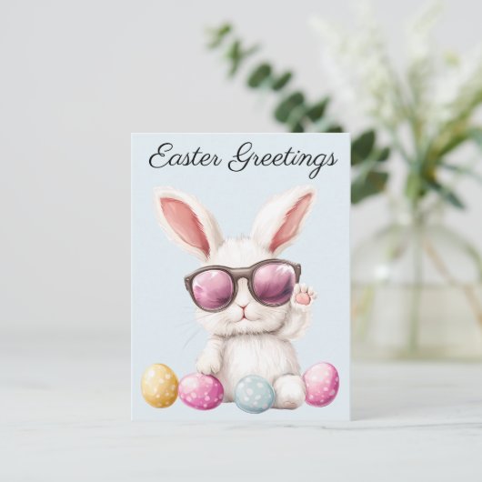 Cool Easter Bunny Briefkaart (Staand voorkant)