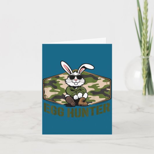 Cool easter bunny egg hunter camo military funny kaart (Voorkant)