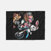 Cool Easter Bunny Motorcycle Happy Easter Day, Di Fleece Deken (Voorkant (Horizontaal))