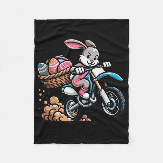 Cool Easter Bunny Motorcycle Happy Easter Day, Di Fleece Deken (Voorkant)