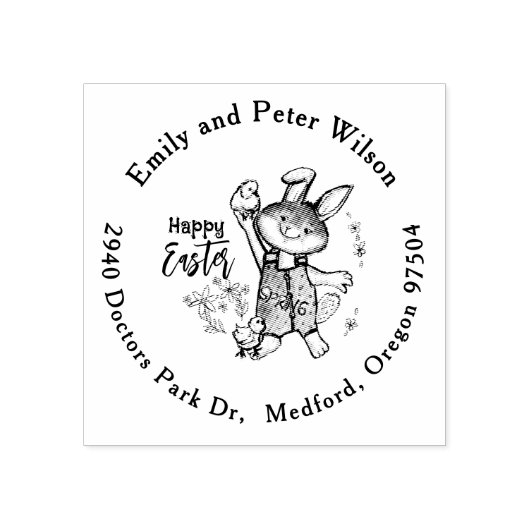 Cool Easter Bunny Retouradres Rubberstempel (Afrduk)