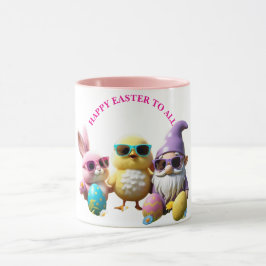 Cool Easter Crew Bunny Chick Gnome Zonnebril Roze Mok