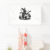 Cool Easter Rabbit Spelen Gitaar Schattige Bunny E Spandoek (Insitu)