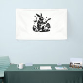 Cool Easter Rabbit Spelen Gitaar Schattige Bunny E Spandoek (Beurs)