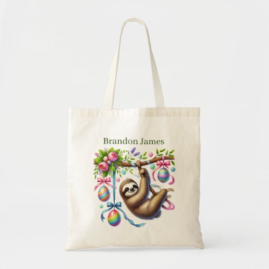 Cool Easter sloth add name  Tote Bag (Voorkant)