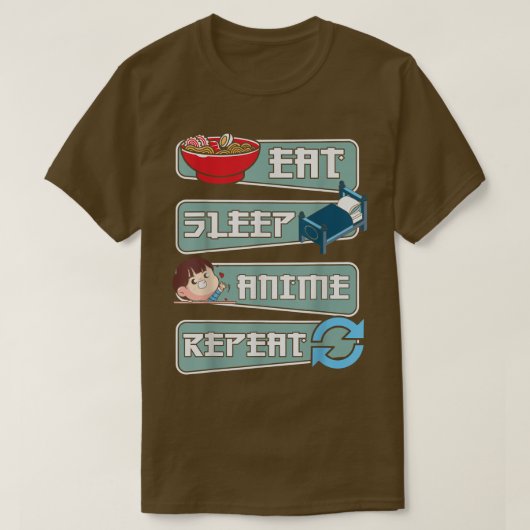 Cool Eat Sleep Anime Herhaal Ramen Japans grafisch T-shirt (Design voorkant)