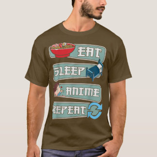 Cool Eat Sleep Anime Herhaal Ramen Japans grafisch T-shirt
