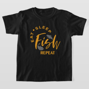 Cool Eat Sleep Fish Herhaal woordkunst T-shirt