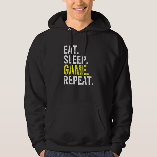 Cool Eat Sleep Game Herhaal games en gamerthema D Hoodie (Voorkant)
