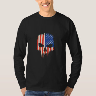 Cool Edgy American Flag Skull Design T-shirt