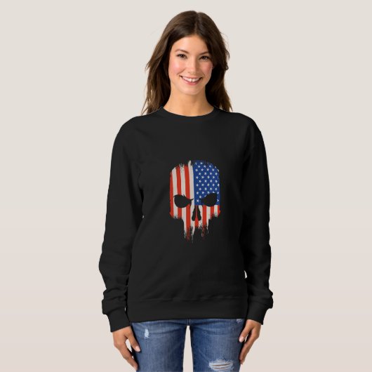 Cool Edgy American Flag Skull Design Trui (Voorkant volledig)