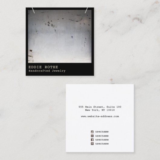 Cool Edgy Rustic Ketting Display Square Square Vierkante Visitekaartje (Voorkant / Achterkant)