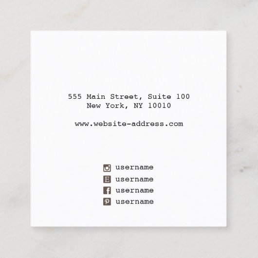 Cool Edgy Rustic Ketting Display Square Square Vierkante Visitekaartje (Achterkant)