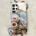 Cool Edgy Shabby  Rozen op gescheurd papier Samsung Galaxy Hoesje<br><div class="desc">Koele cluster van armoedige  rozen op lagen van noodlijdende,  gescheurde blauwe en antiek perkamenten achtergrond.</div>