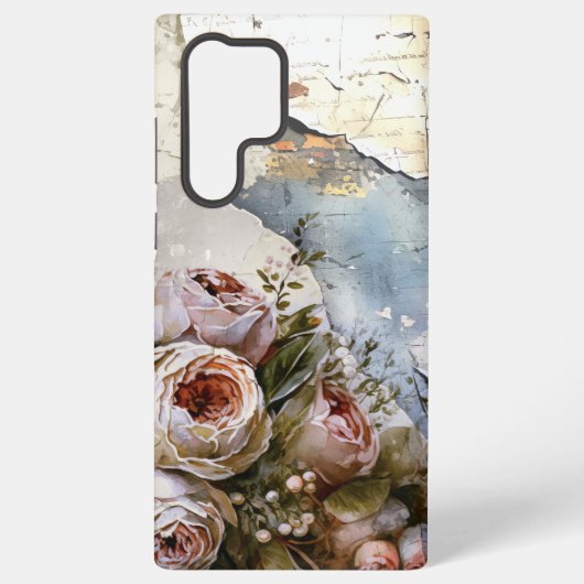 Cool Edgy Shabby  Rozen op gescheurd papier Samsung Galaxy Hoesje (Achterkant)